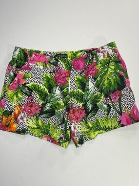 Cynthia Rowley Shorts Tropical Floral Green Pink Women’s Size 6 Summer